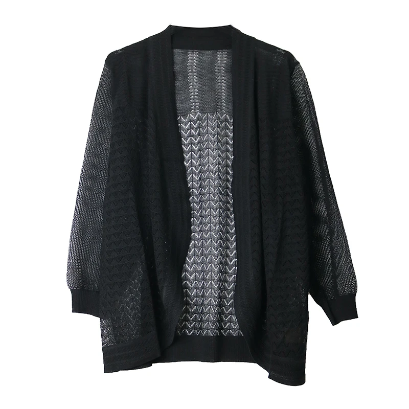 火袖G055中老年短款外披女2025春新款高端洋气百搭镂空针织衫外套