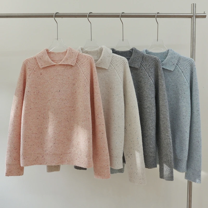 【朵儿studio】小翻领点子纱毛衣 D739