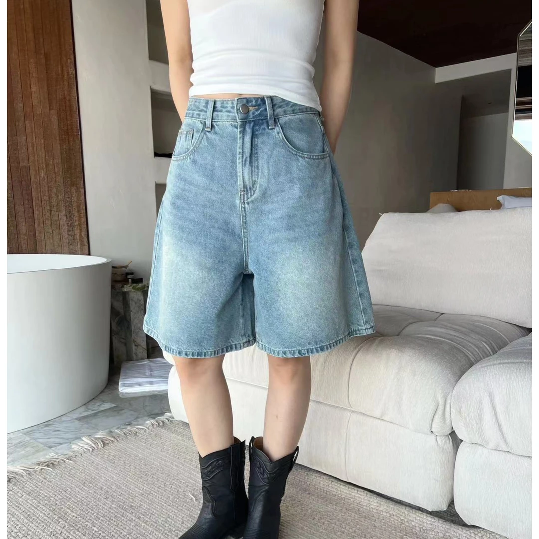 菜花（1chc335#）韩系百搭牛仔五分短裤 2-13