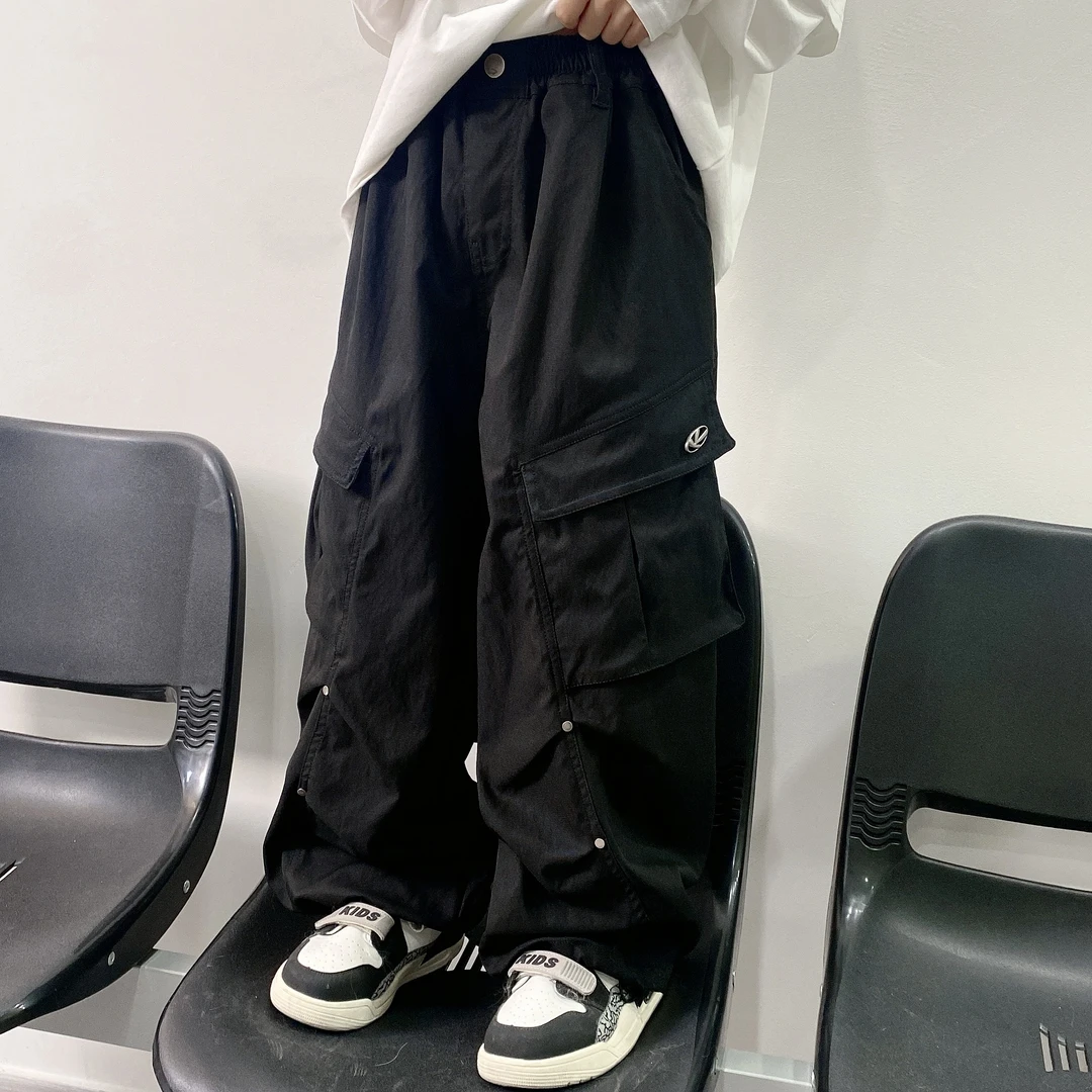 【嘟妈童装】2025儿童冬季休闲长裤男童加绒工装裤中大童裤子5017