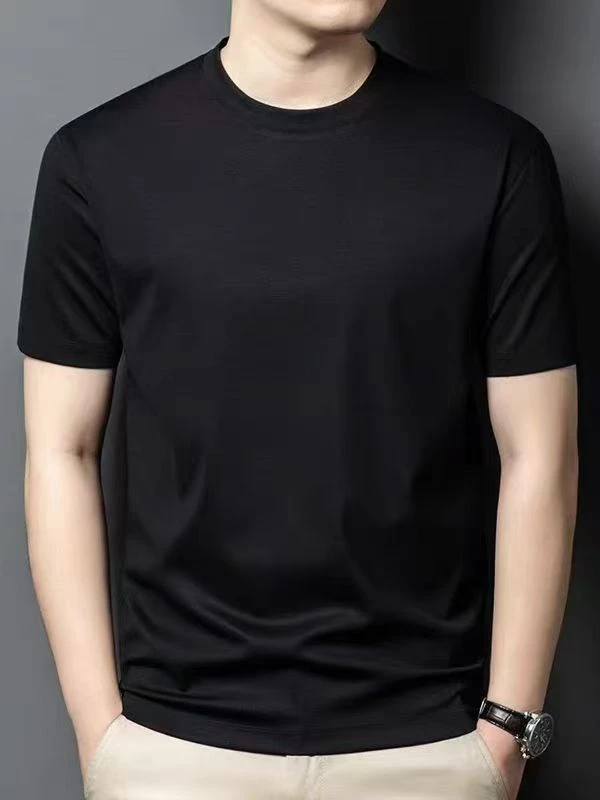 2578 圆领无痕冰丝短袖t恤休闲男装夏季T恤男士潮流短袖