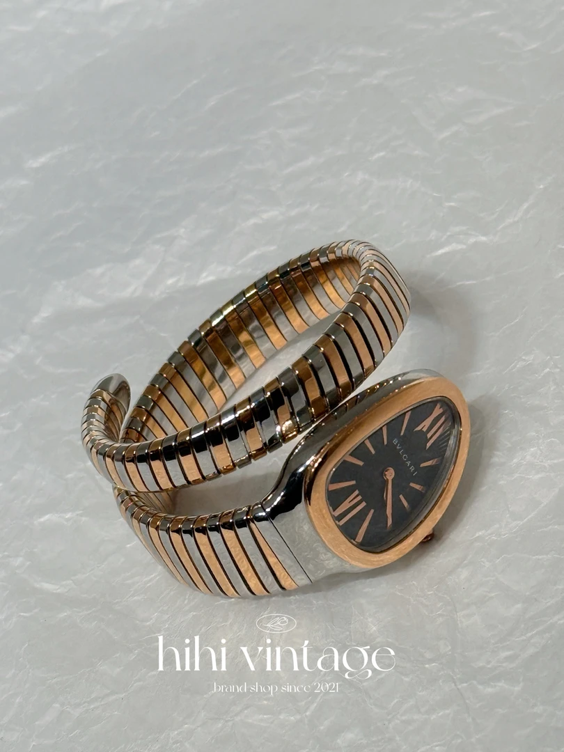 95新 BVLGARI/宝格丽 Serpenti两圈蛇骨手镯手表/14431295