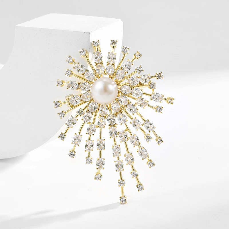 2779银白色烟花胸针