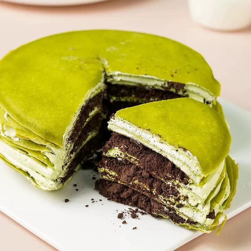 低糖抹茶奥利奥千层动物奶油下午茶休休闲美食