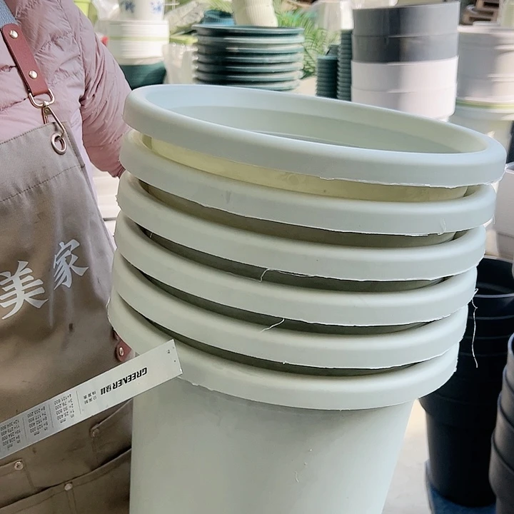 树脂四季盆7#米白色6个无托