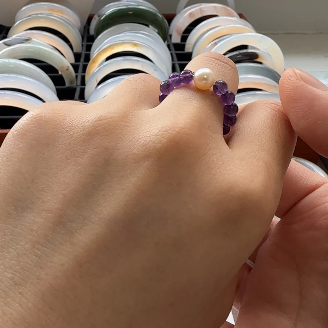 戒指合金紫晶水晶戒圈