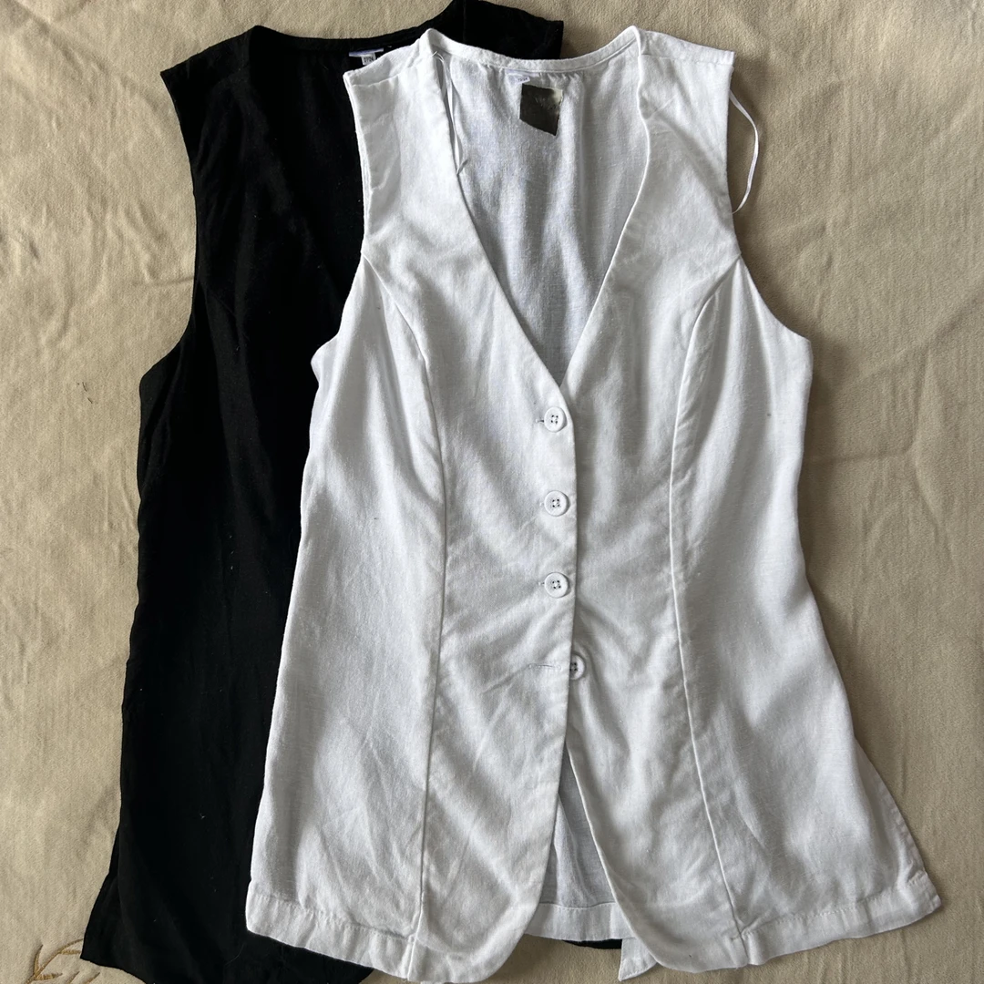 夏季棉麻女马甲休闲显瘦气质时尚百搭修身通勤风无袖简约马夹外穿