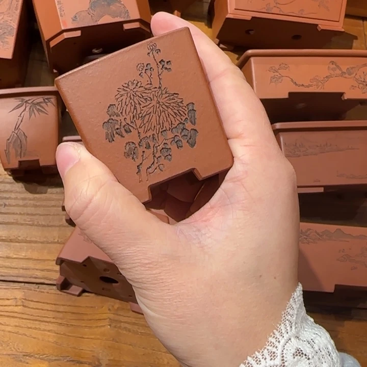 紫砂花盆小*局全手工制作