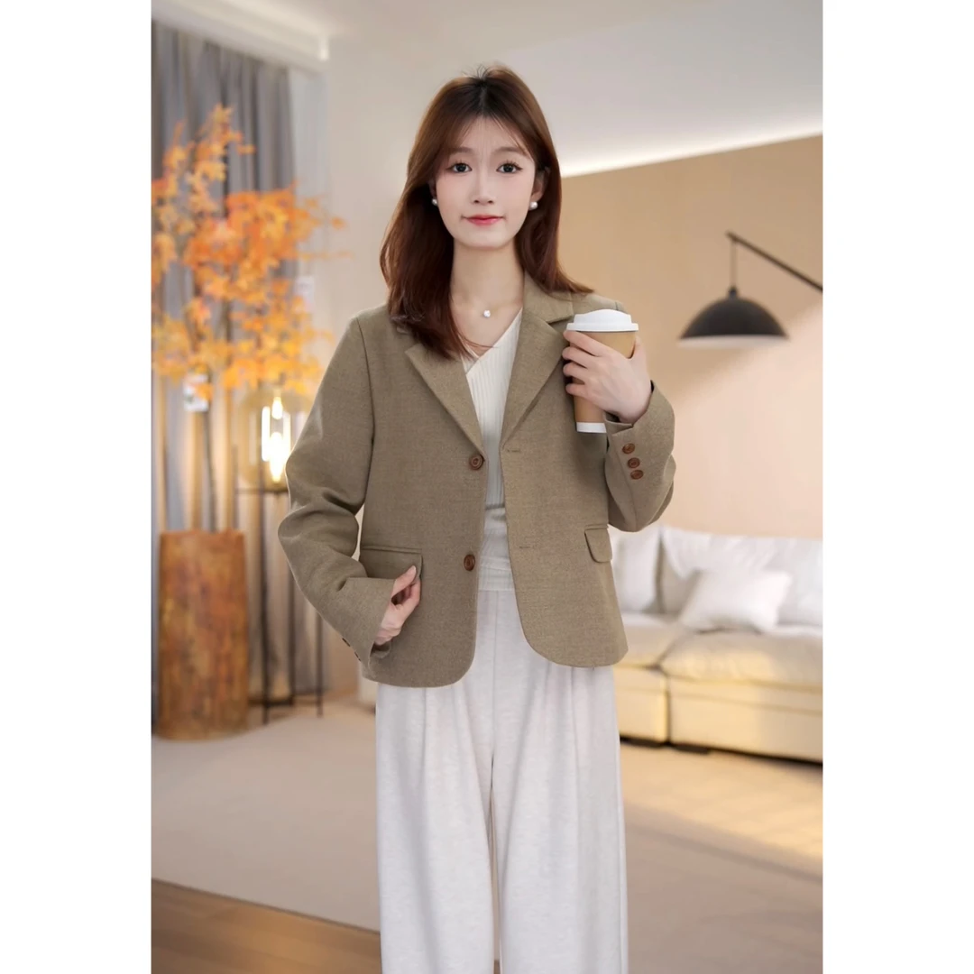 【现货】秋冬加厚休闲百搭西装呢子外套-7080