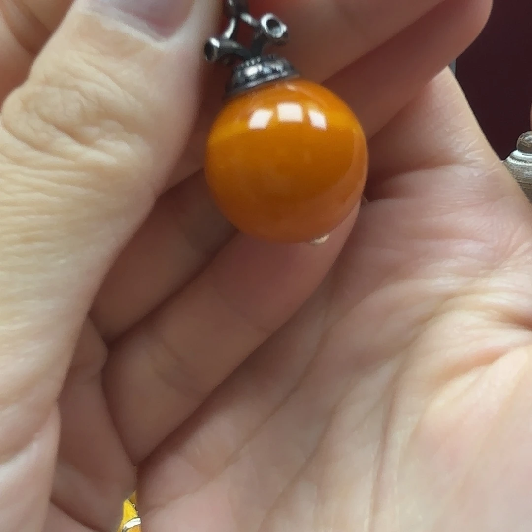 银S925镶嵌颈饰蜜蜡12吊坠