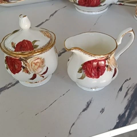 新疆西藏包邮金秋玫瑰手工拍金150毫升糖缸奶缸