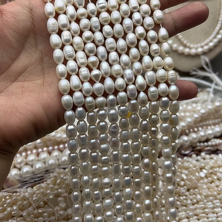 未镶嵌玛瑙/玉髓珠宝半成品一条6mm左右米珠珍珠