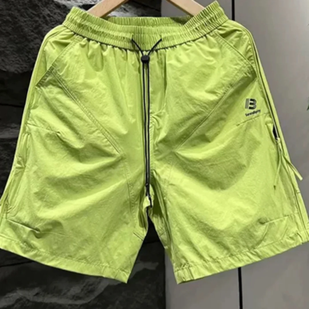 夏季薄款速干短裤男士户外潮流百搭纯色沙滩裤青年休闲宽松五分裤