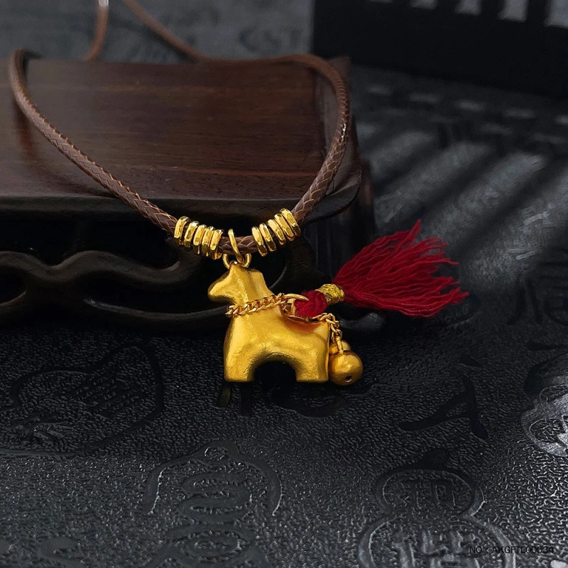 足金新年战马马上有钱盘缠流苏套链