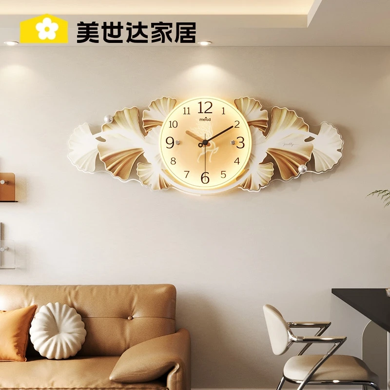 美世达钟表客厅家用挂钟2025新款大气高级感餐厅时钟表挂墙创意