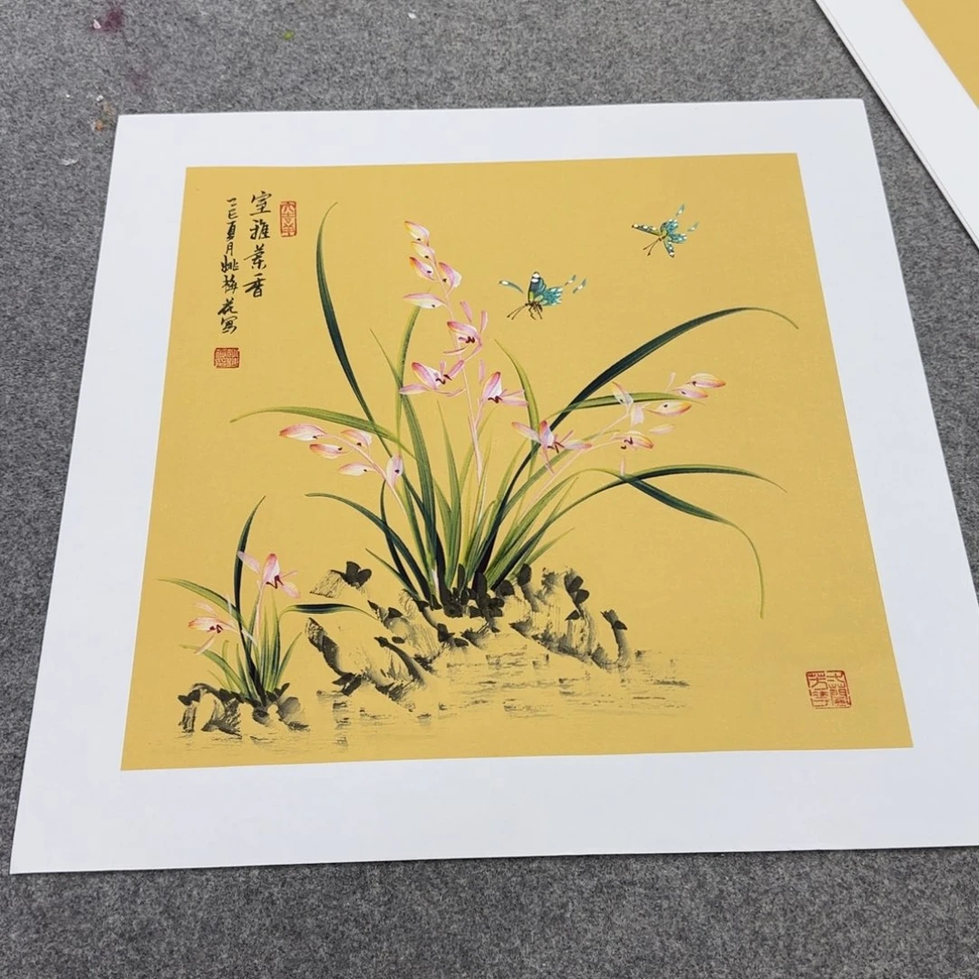 国画国画立体兰花作品