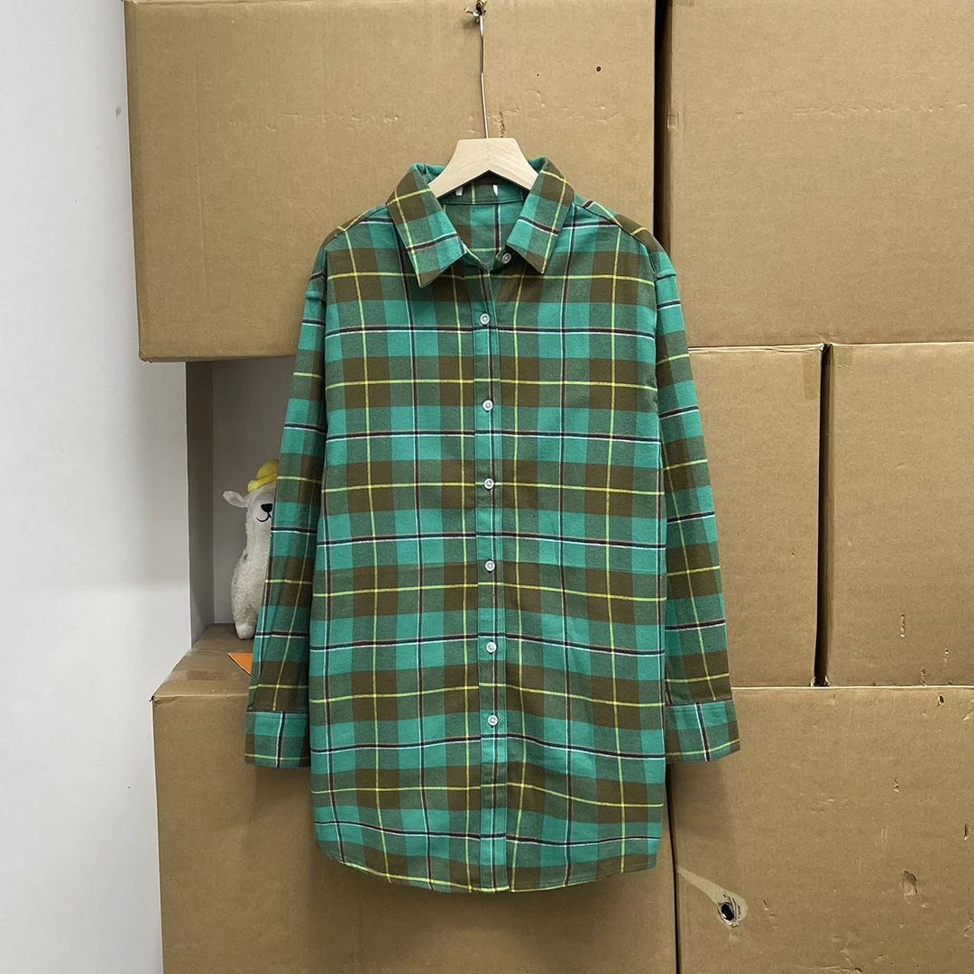 缘！日单！U家 法兰绒格子衬衫女春装磨毛柔软棉质长袖衬衣外套