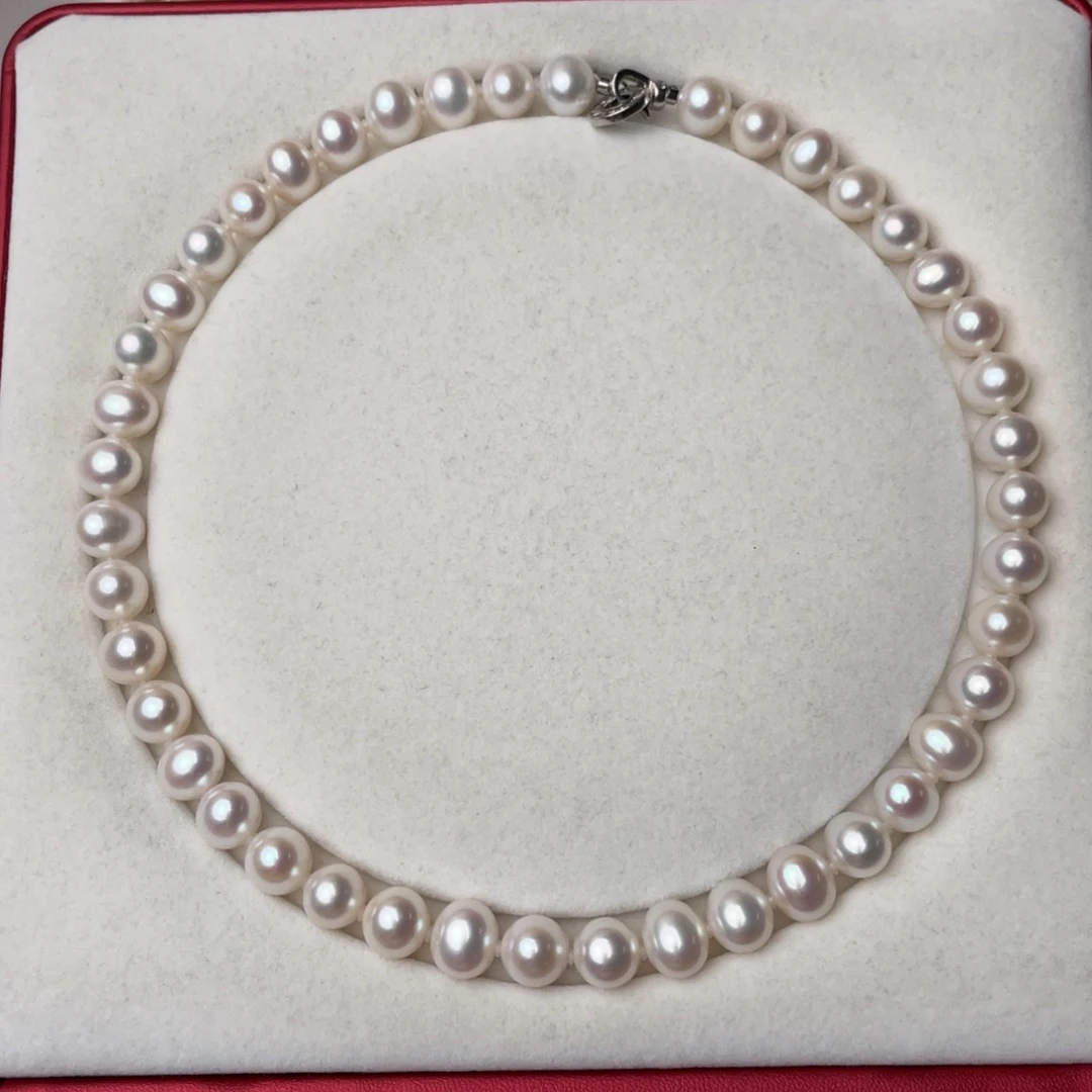 银S925镶嵌淡水珍珠颈饰10-11mm