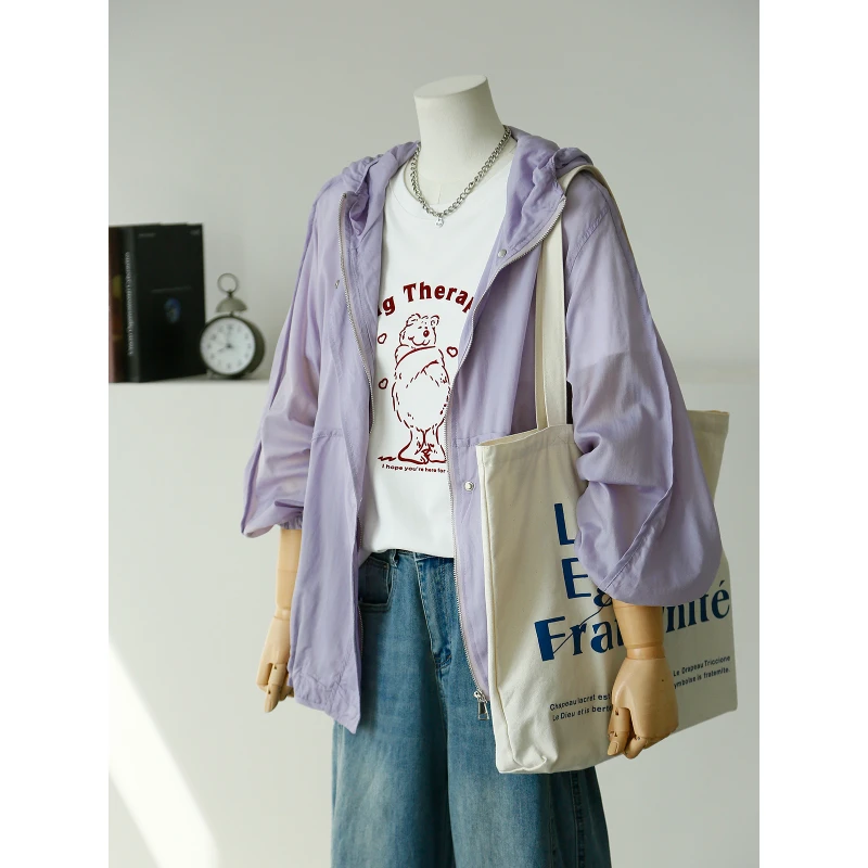 连帽防晒衣女休闲百搭宽松显瘦韩版气质简约夏季薄款外套女