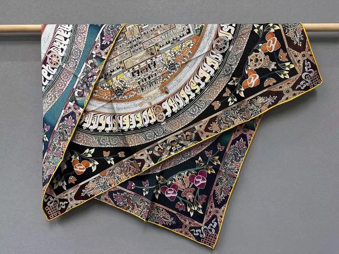 蓝蓝丝语【唐卡】大方巾高品质桑蚕丝丝巾88*88