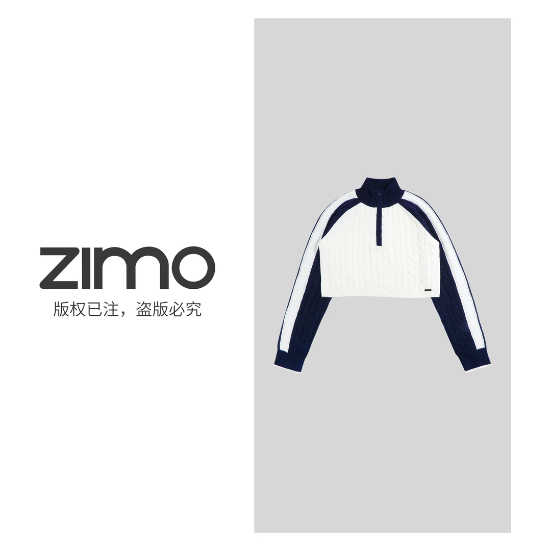 半拉链绞花纹女士针织衫YFCX2024-zimo-运动瑜伽健身服