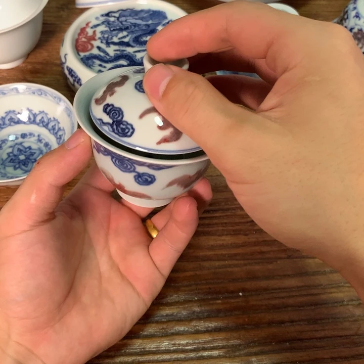 老***X景德镇陶瓷青花盖碗
