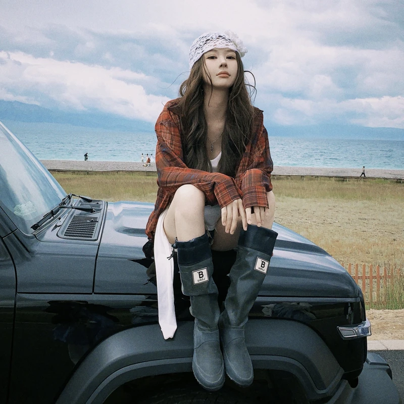 017-NO退NO换【古早美女】复古撞色薄微透格子防晒慵懒休闲宽松衬衫