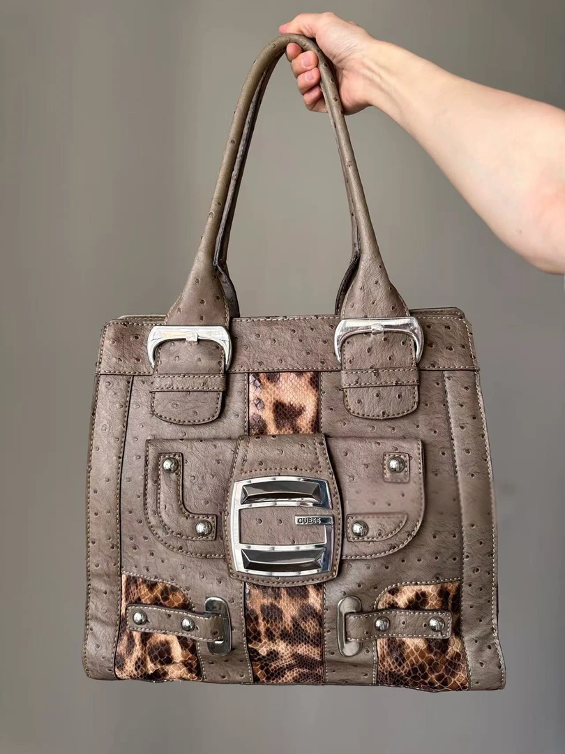 炑火古着】轻奢风中性风单根小方包斜挎包时尚蛇纹东方洛可可