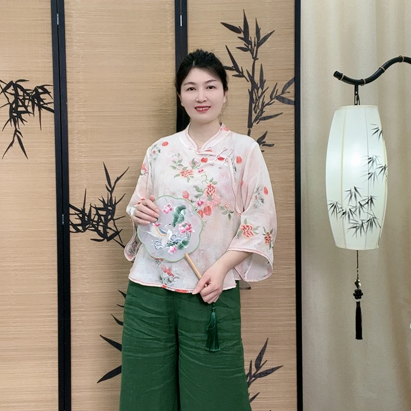 2501新中式刺绣苎麻小衫