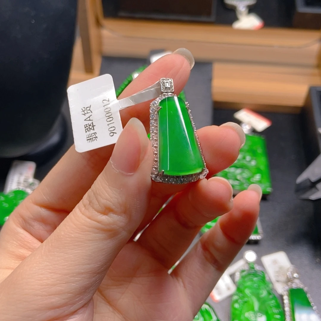 翡翠银S925镶嵌吊坠(不含链)