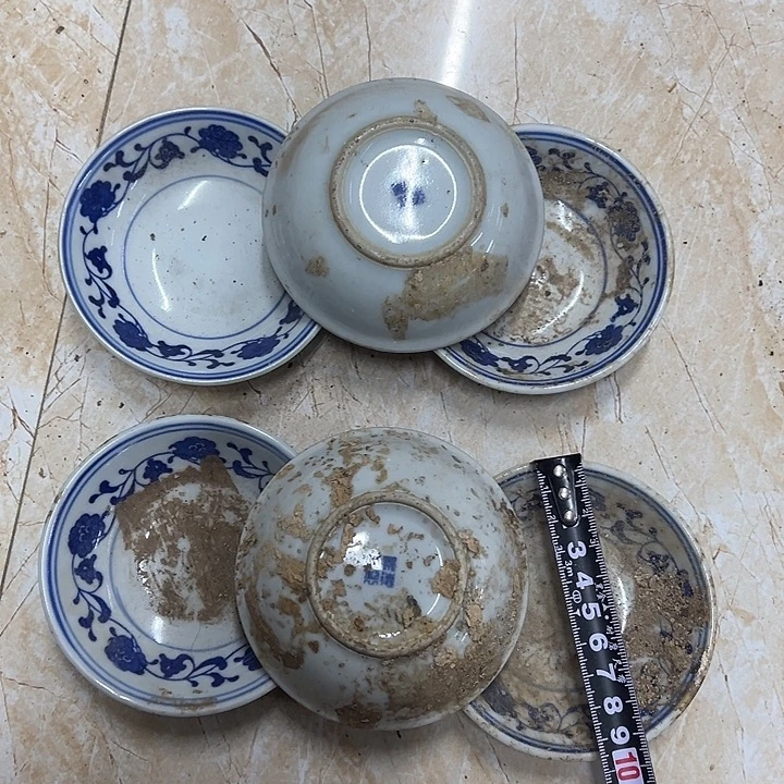 陶摆件6个10厘米芙蓉花味碟