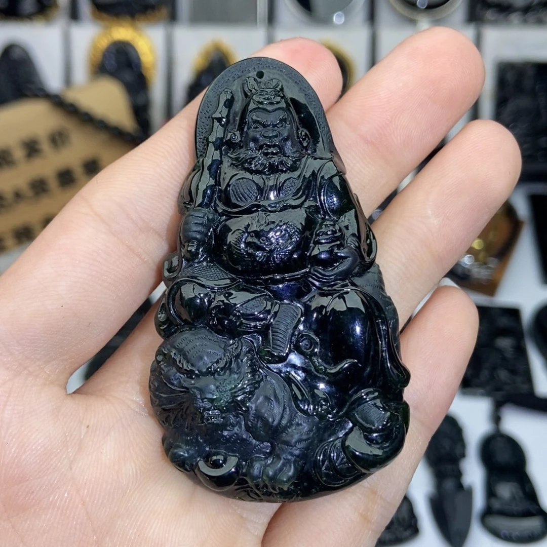裸石翡翠小****）缅甸墨翠赵公明