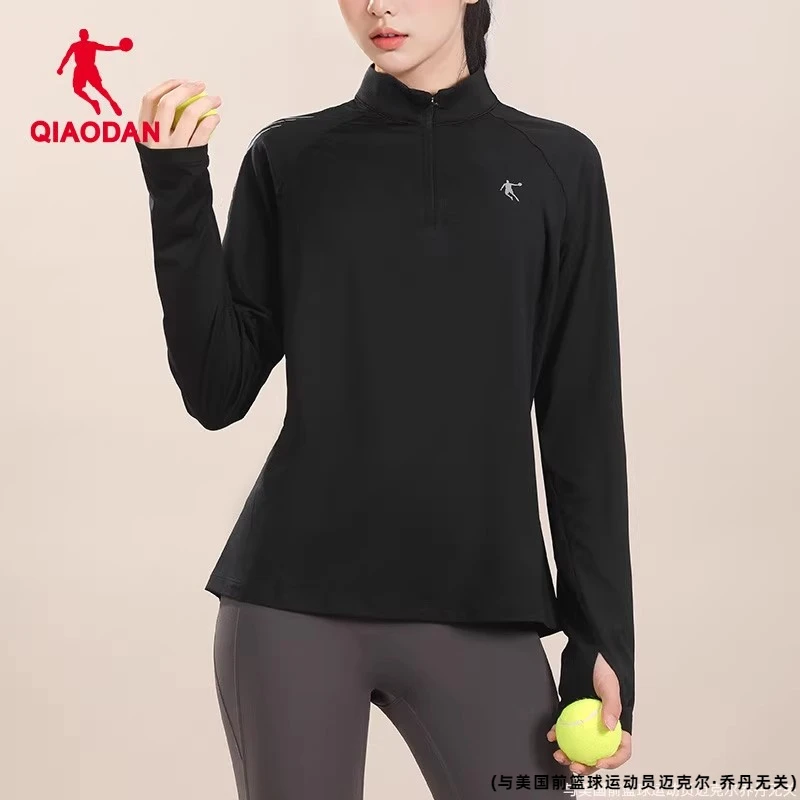 乔丹飞速运动服女冬季新款加绒保暖打底衫户外跑步健身长袖瑜伽服