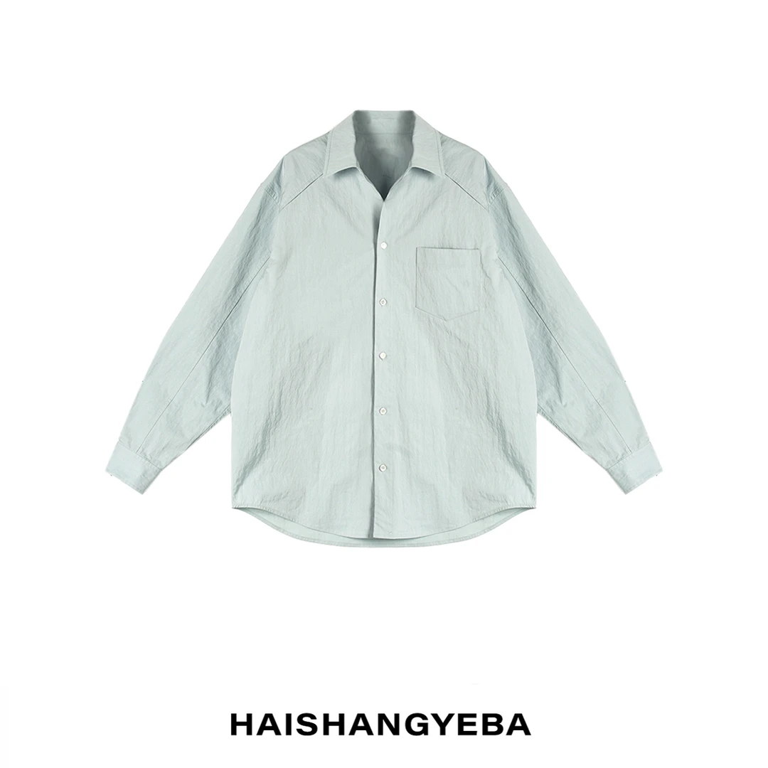 【海上叶爸】新款2025春秋百搭棉翻领男女同款宽松长袖衬衫