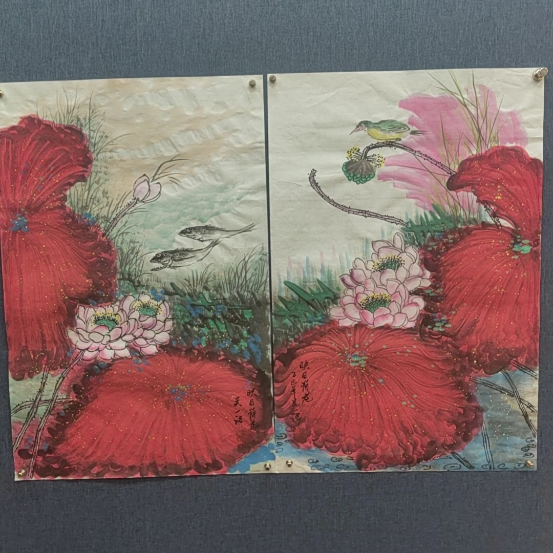 吴一诺2.7平尺手绘画作—《映日荷花》  随机发一幅（福利）