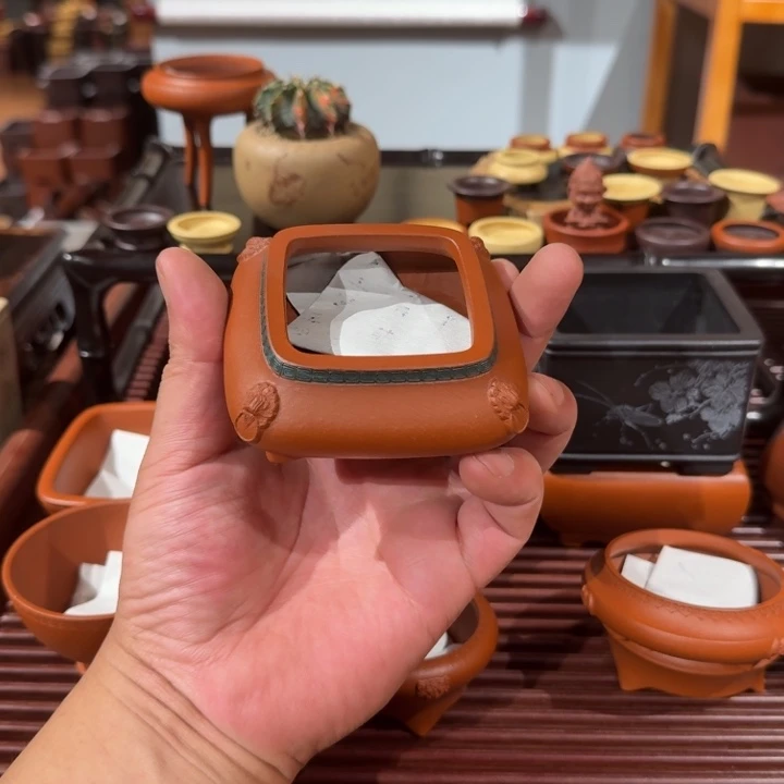 小***鱼紫砂花盆全手工制作