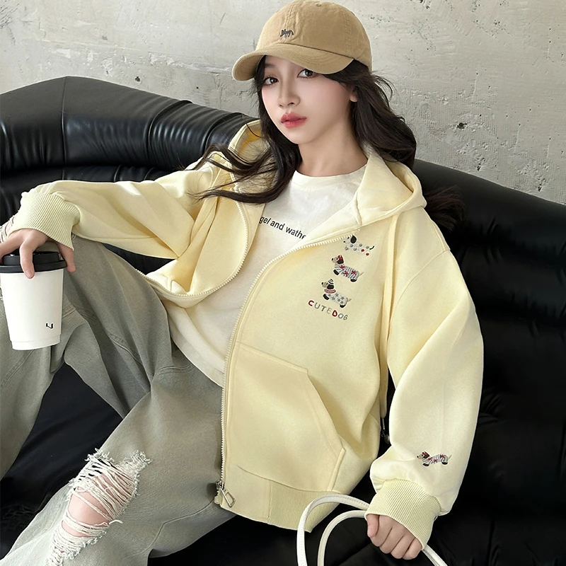女童秋装外套2025新款洋气中大童韩系上衣儿童装时尚休闲连帽开衫