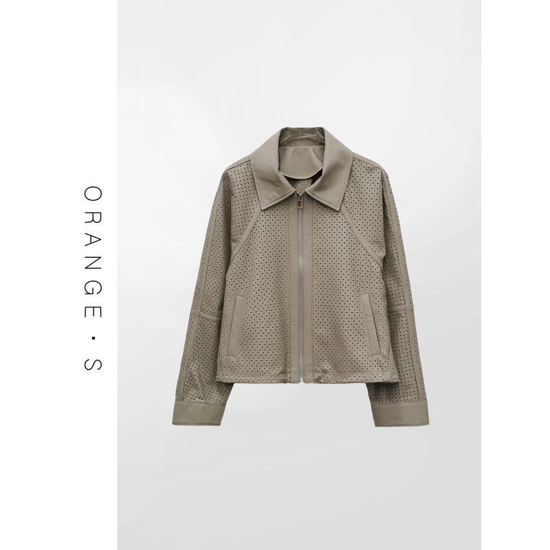 【伦敦腔调】英国进口绵羊皮!进口特种机器打孔~软糯肉感皮衣外套