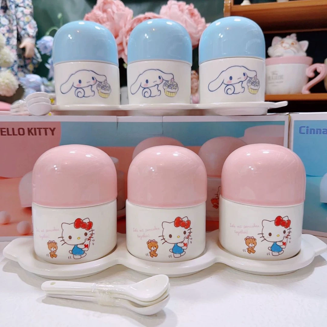 新疆包邮原装彩盒大耳狗kitty陶瓷调料罐调味罐礼盒厨房用品