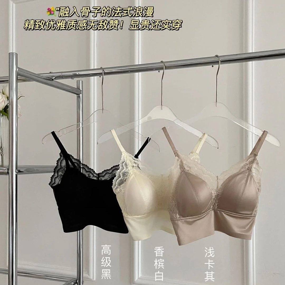 加兹尼GL8806内衣缎面拼接蕾丝性感法式舒适美背夏季透气聚拢时尚