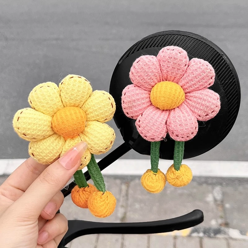 电动车自行车机车摩托车头盔车身后视镜可爱创意小花装饰摆件挂件