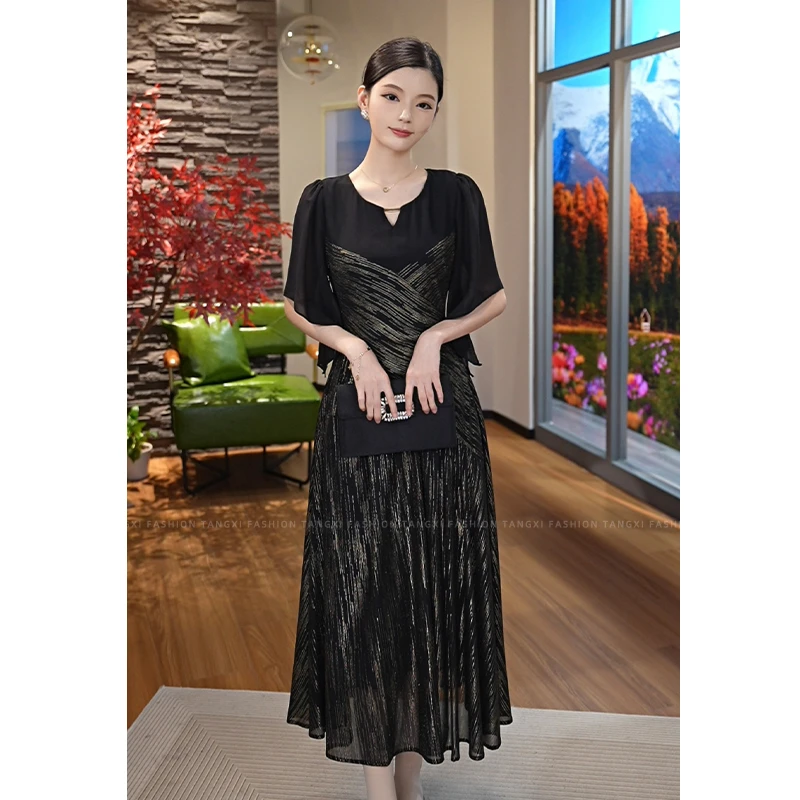 2025夏季新款【ZM-X50】时尚黑金气质轻奢时尚修身显瘦连衣裙