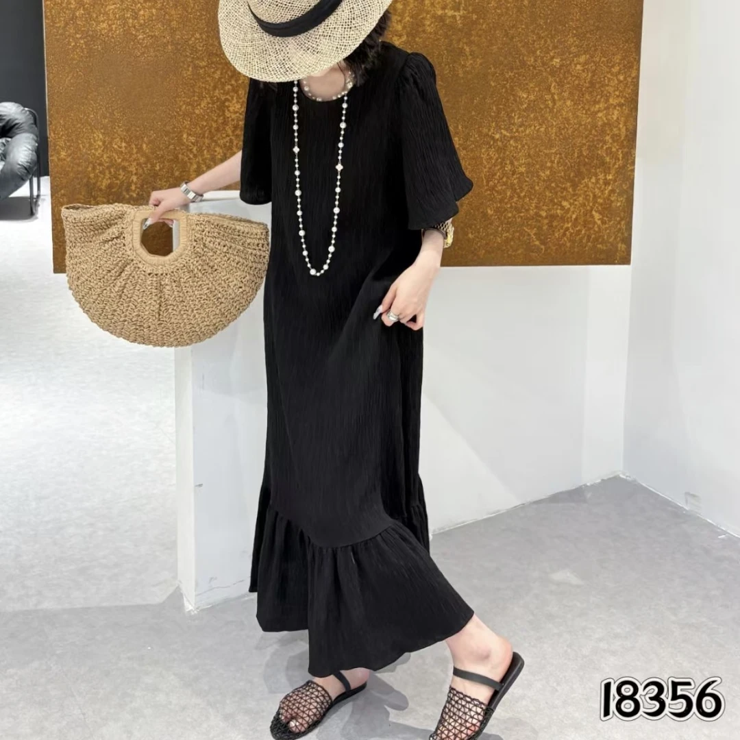 大窦窦百搭显瘦长裙通勤风挂脖拉链大码连衣裙H型常规流苏海妖风