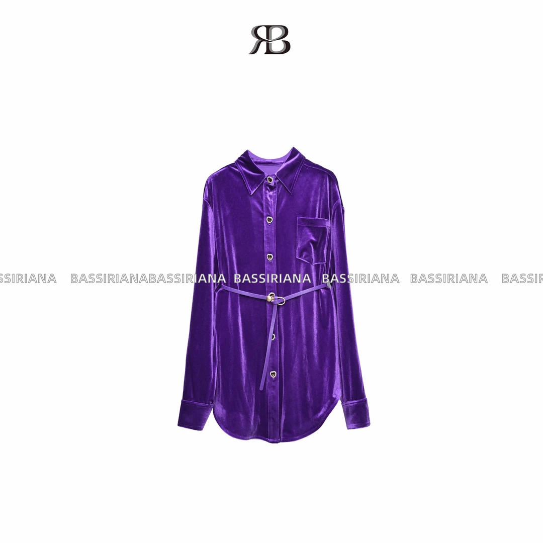 小尧【BASSIRIANA】24年气质时尚轻奢百搭新年本命年丝绒衬衫211621
