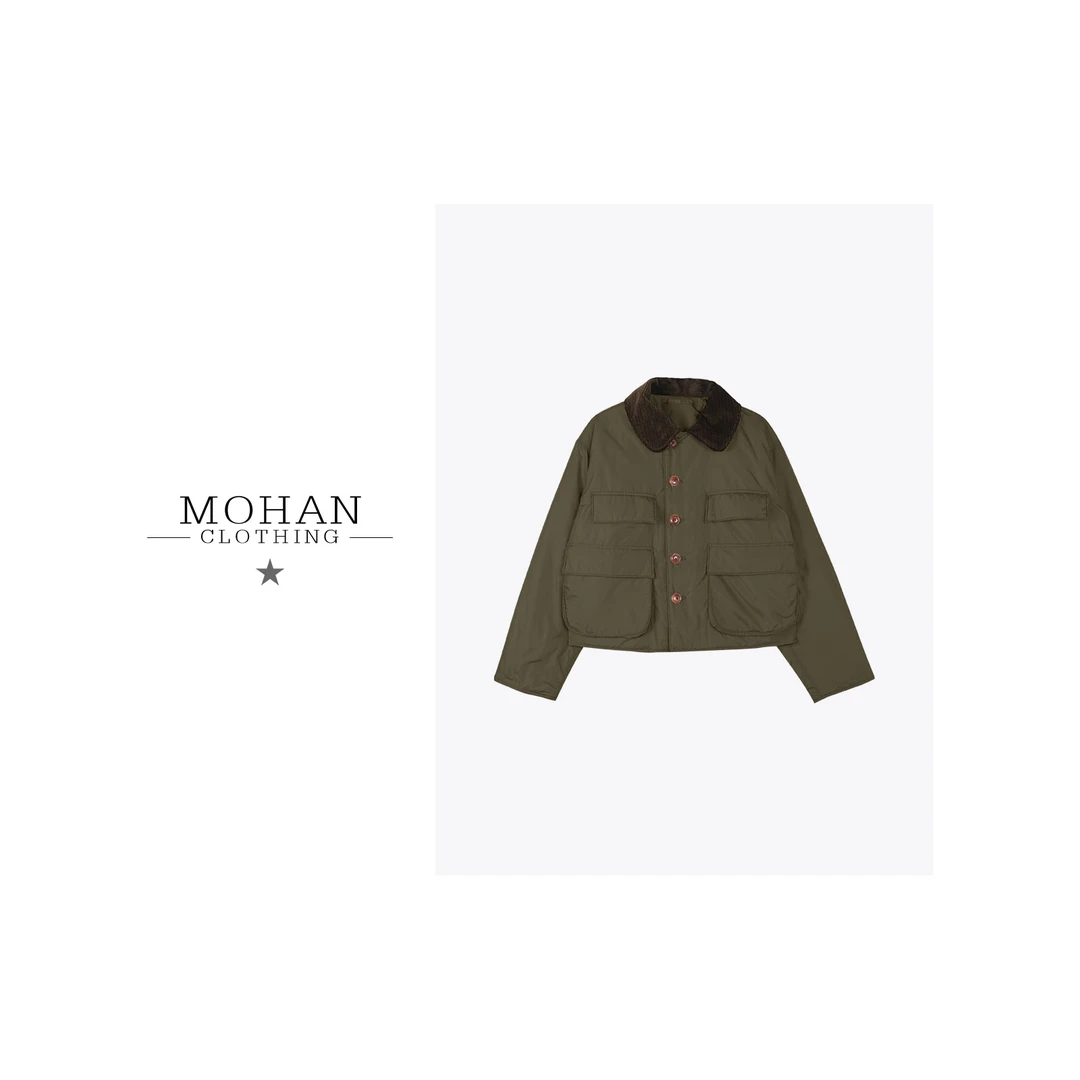 CLOTHING/墨含日系定制密织尼龙光泽感夹棉短款外套BX245Y690