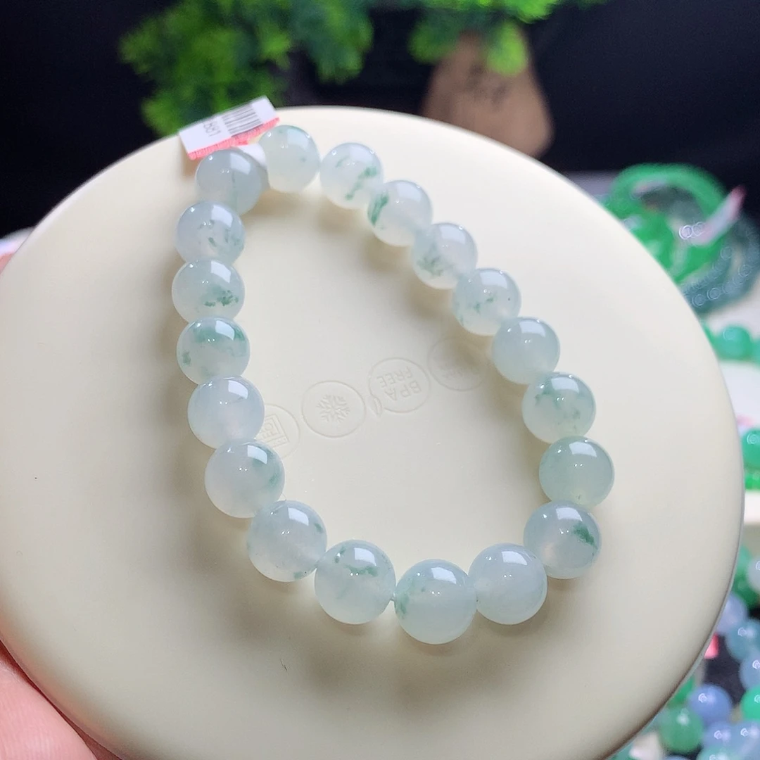 翡翠未镶嵌手串卡10mm冰胶飘花