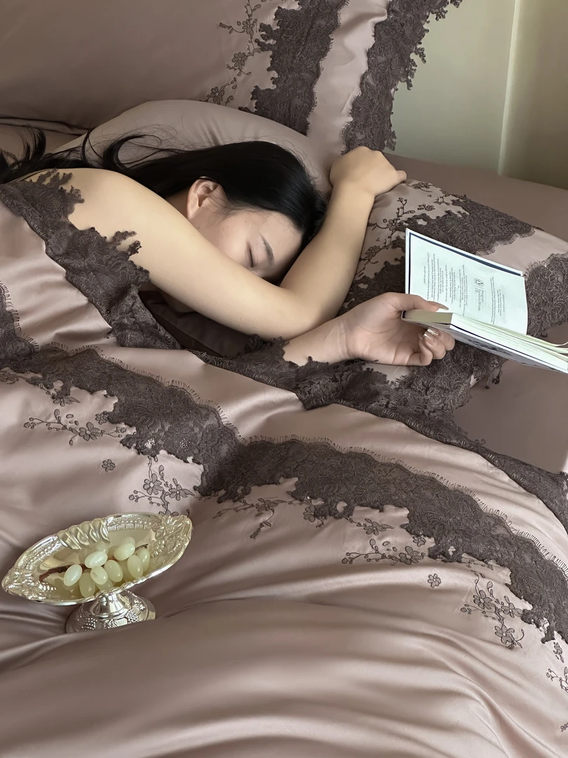 【HCC】重工轻奢风  蕾丝纯棉  纯色简约四件套