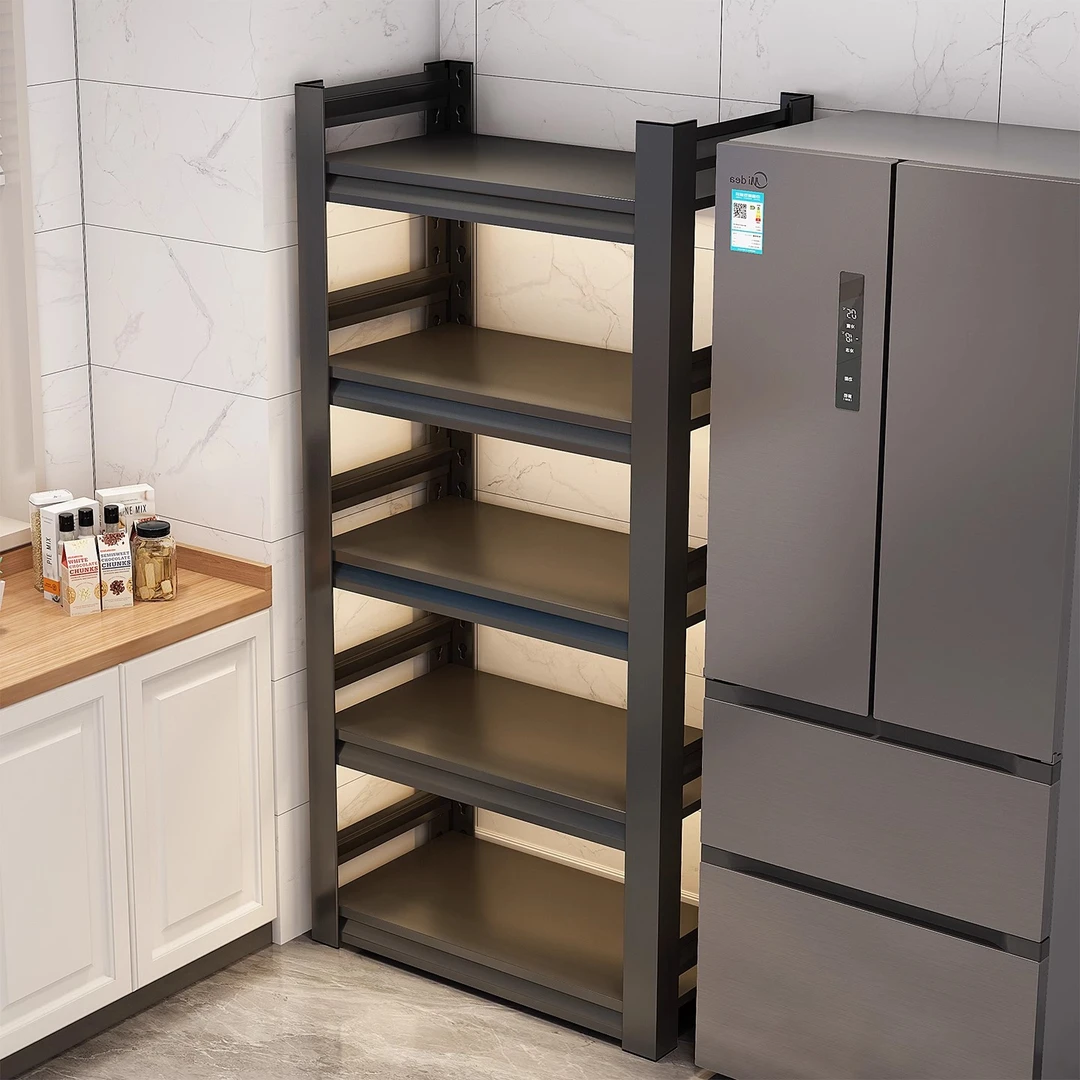 临旭厨房置物架落地多层微波炉收纳架多功能家用烤箱碳钢储物货架