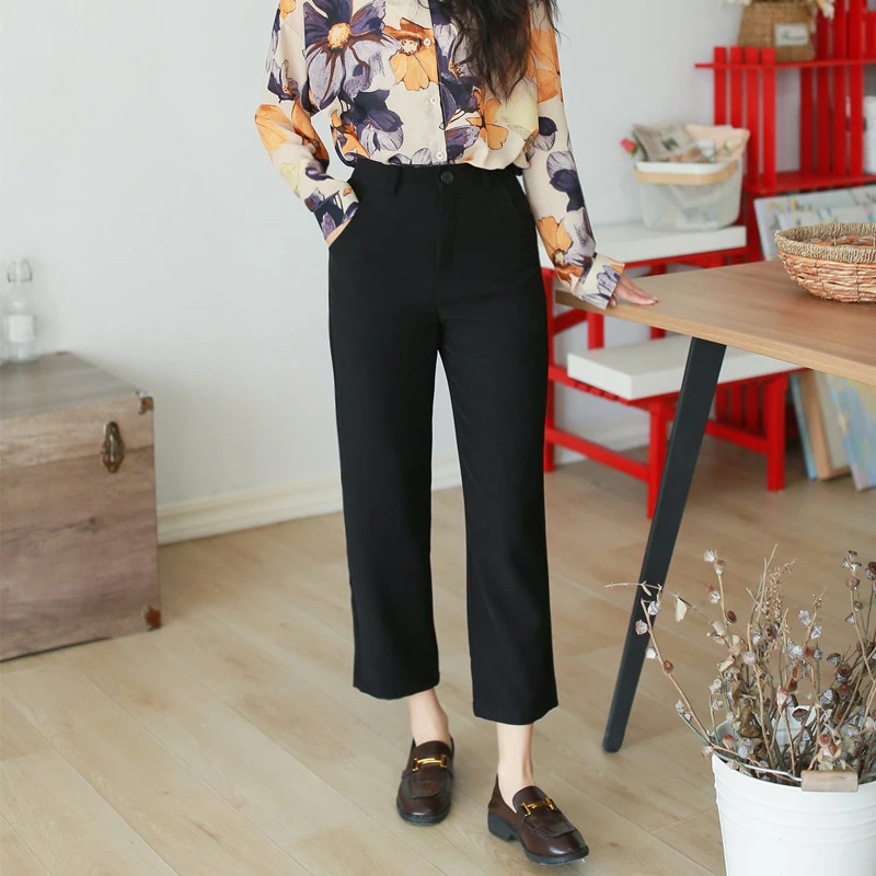 2号直播链接西装裤女显瘦直筒黑色夏季高腰春夏宽松时尚韩版职业