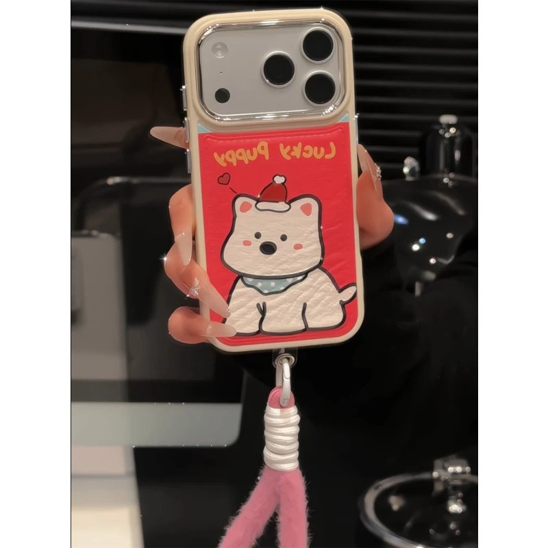 帽子西高地适用苹果17p手机壳16PM电镀皮纹华为p70可爱防摔小米15